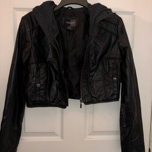 Cropped Black Leather Jacket